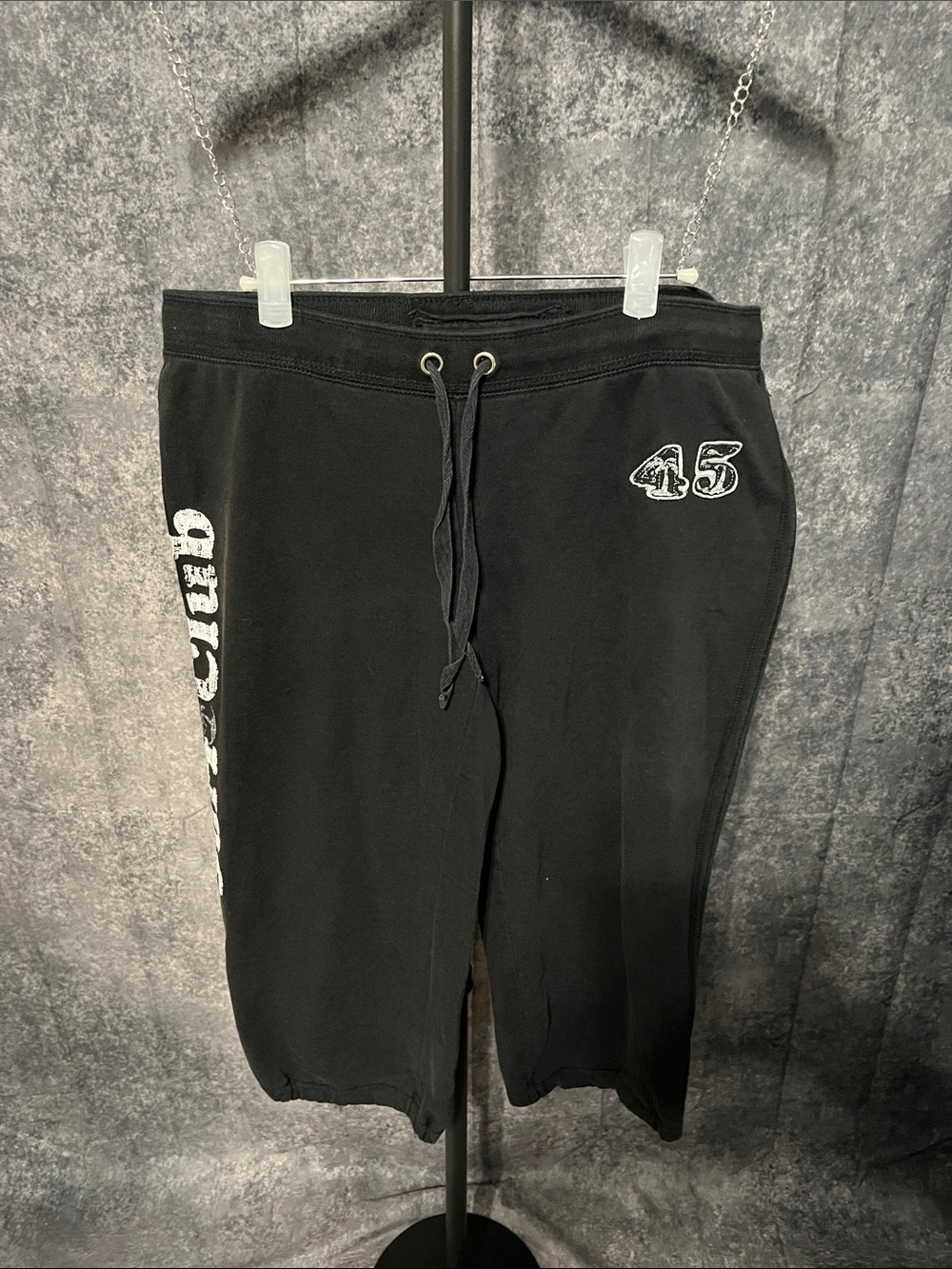 Arizona Jean Company Black Capris with White '45' and Side Lettering